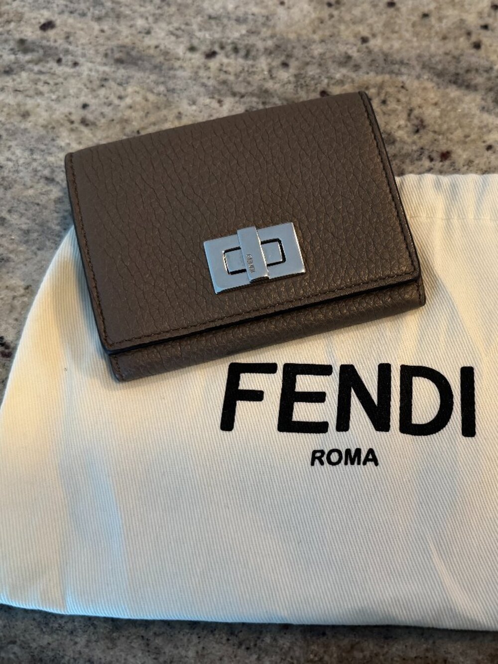 FENDI Selleria Peekaboo Turn Lock Compact Card Wallet